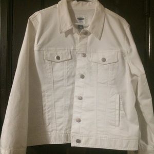 Old Navy White Denim Jean Jacket XL NWOT